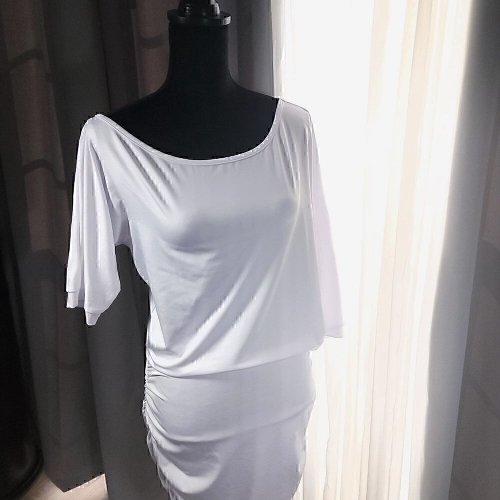 Anxihanee Women’s Off The Shoulder WHITE Mini Dress Size L (NWT) - Picture 3 of 10